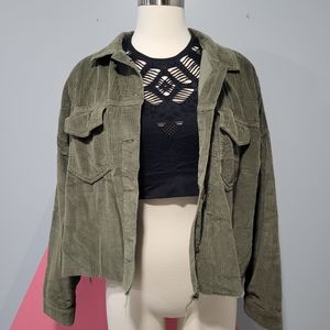 Cord cropped flannel